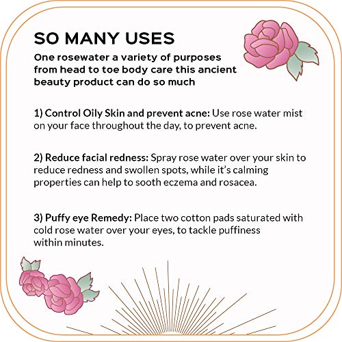 Quinn’s Rose Water - Hydrating Facial Toner Spray, Rosewater Spray Toner & Conditioner, Facial Spray Hydrating Rose Water Toner, Rose Water For Hair, Skin & Face Mist, 8 Ounce #TOP3