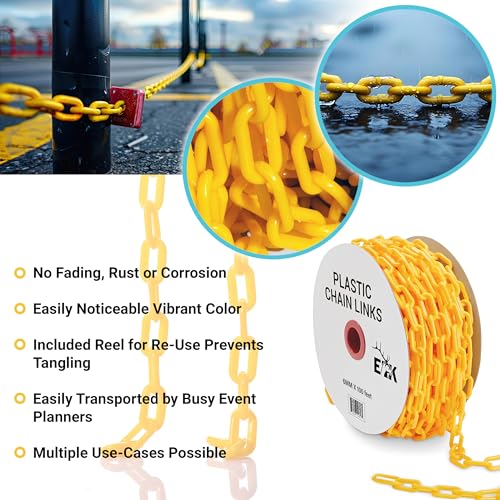 Elk PLASTIC-CHAINLINKS Weatherproof Yellow Plastic Safety Barrier Chain Link thumb #1
