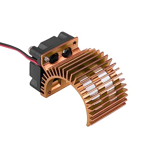 4 Colors Heat Sink with Fan, Aluminum Alloy + Plastic Motor Heat Sink, for HSP/Redcat Scale Electric RC Car RC Car (Gold)