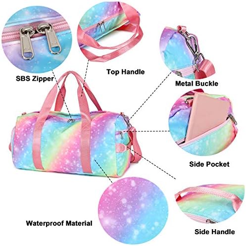 Sport Gym Duffle Travel Bag for Women Girls Overnight Weekender Duffel with Shoe Compartment, Wet Pocket (Rainbow -E) 6 Sport Gym Duffle Travel Bag for Women Girls Overnight Weekender Duffel with Shoe Compartment, Wet Pocket (Rainbow -E)