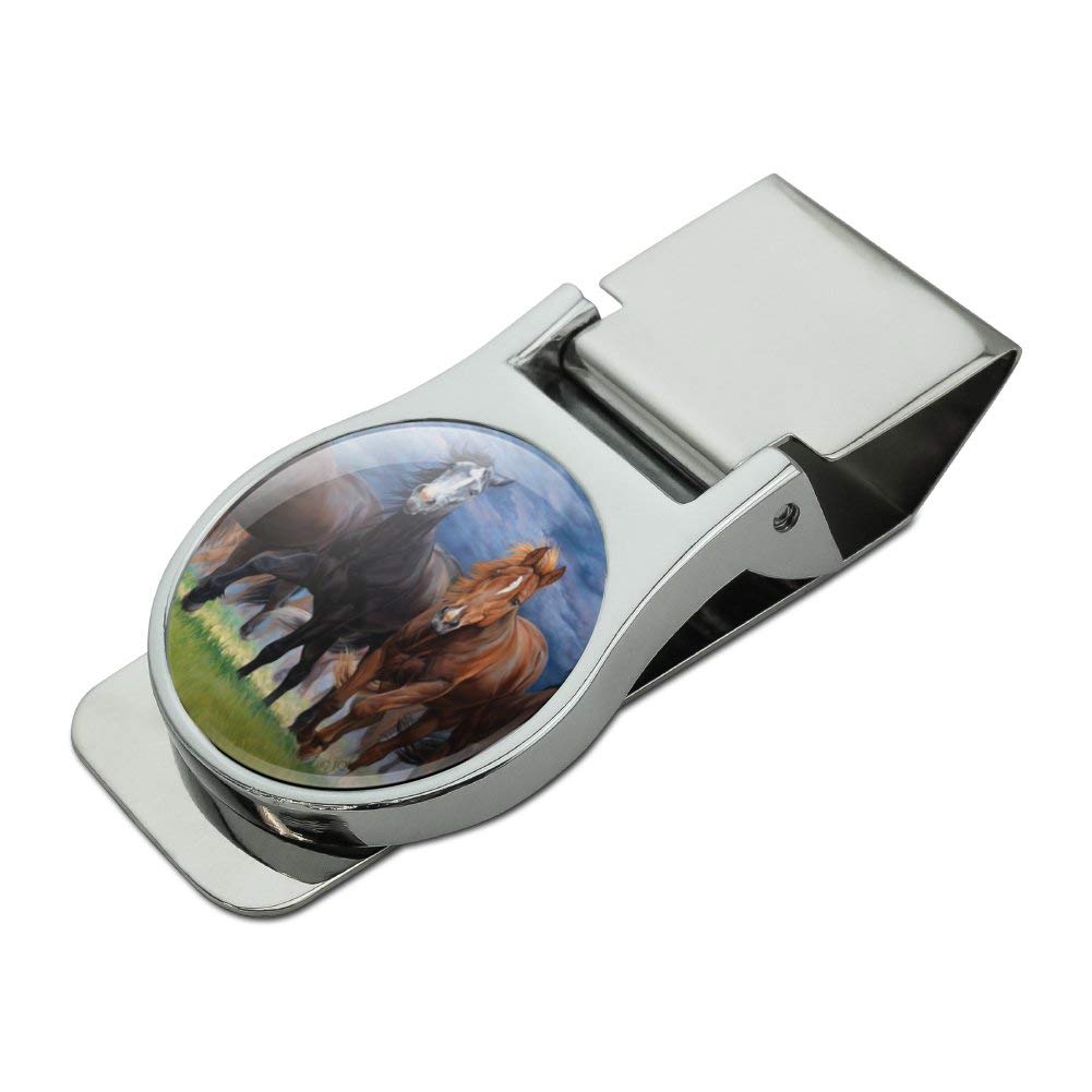 Horses Ahead of the Storm Front Satin Chrome Plated Metal Money Clip-image-19