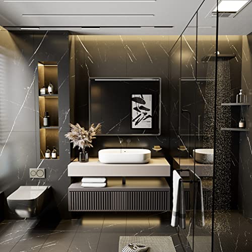 Iskm Silver Metal Framed Bathroom Mirror, 40 X 32 Inch Vanity Mirror For Wall Round Corner Rectangle Modern Mirror Wall Mounted Hangs Horizontal Or Vertical #TOP4