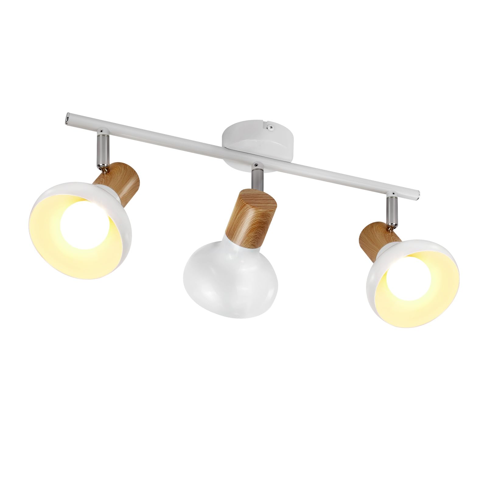 Lámpara de techo 3 focos vintage, blanca, industrial, ajustable | 350°, E14, para interior, sin bombillas