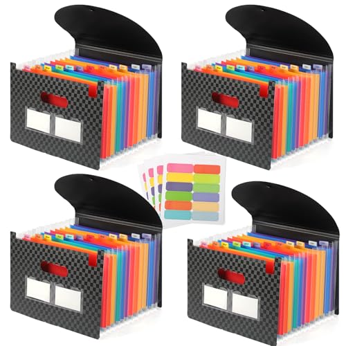 4 Pack Waterproof Accordion File Organizer - Portable...