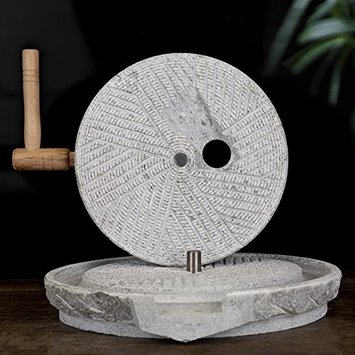 Molino de Mano de Granito con Marco de Madera, Amoladora Manual de Especias de Grano de café, núcleo de Acero Seguro 304, mortero de Piedra fácil de Limpiar para Cocina y decoración del hogar