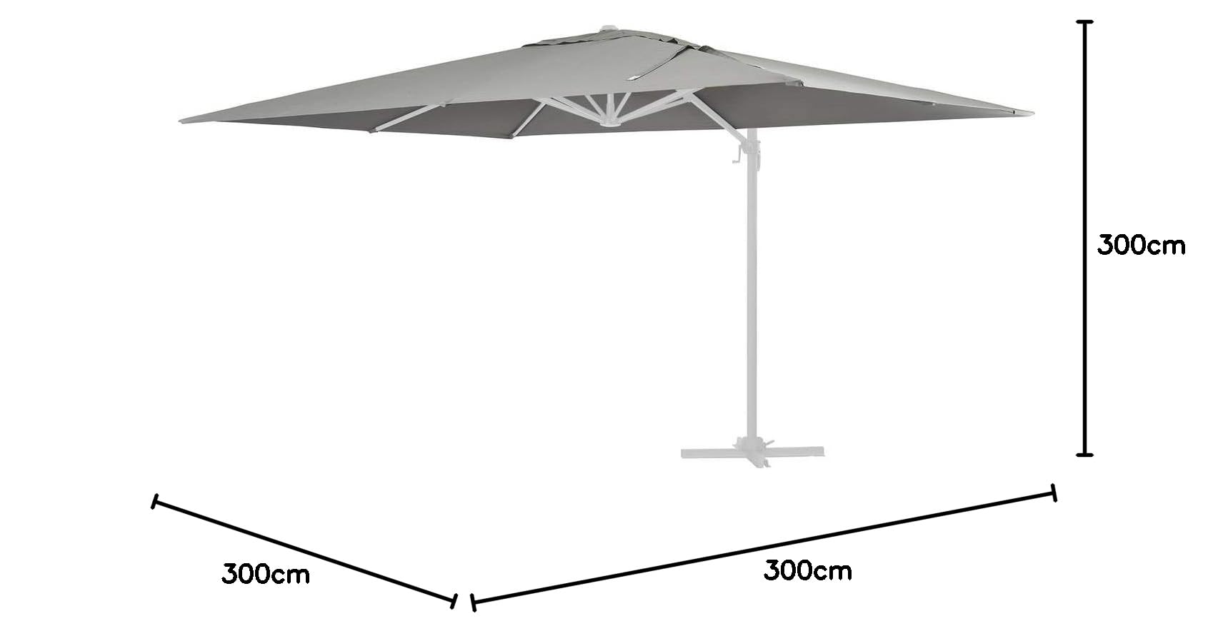 Habitat et Jardin Toile Parasol déporté Sun 3" - 3 x 3 m - Gris Clair