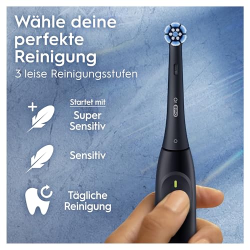 Oral-B iO Series 2 Elektrische Zahnbürste, Electric Toothbrush, DUO Pack, 2. Handstück, 3 Putzmodi für Zahnpflege, Reise-Etui, Aufsteckbürsten-Etui, Designed by Braun, Night Black, Calm Pink – Bild 4
