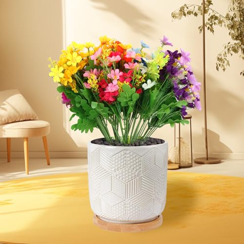 Realjoy Artificial Fake Faux Daisy Silk Flowers Wildflowers 7 Bundles of 7 Colors Outdoor UV Resistant Greenery Shrubs Plants Indoor Outside Hanging Baskets Planter Home Garden Decorating - Image 5