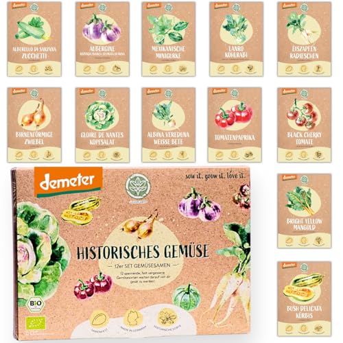 BIO Historisches Gemüse Samen Set - 12 Sorten Demeter Gemüse Saatgut | Seltene u. alte...