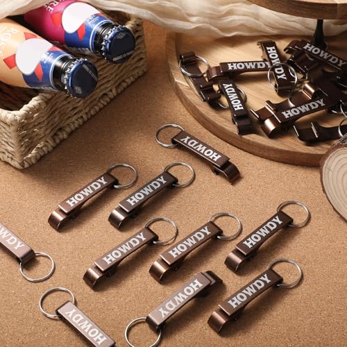 Junkin 60 Pcs Western Cowboy Party Favors Howdy Metal Bottle Opener Keychain Bulk Western Cowgirl Theme Favors for Wild West Derby Last Rodeo Bar Birthday Wedding Bridal Shower Gift Souvenirs (Brown) - Image 5