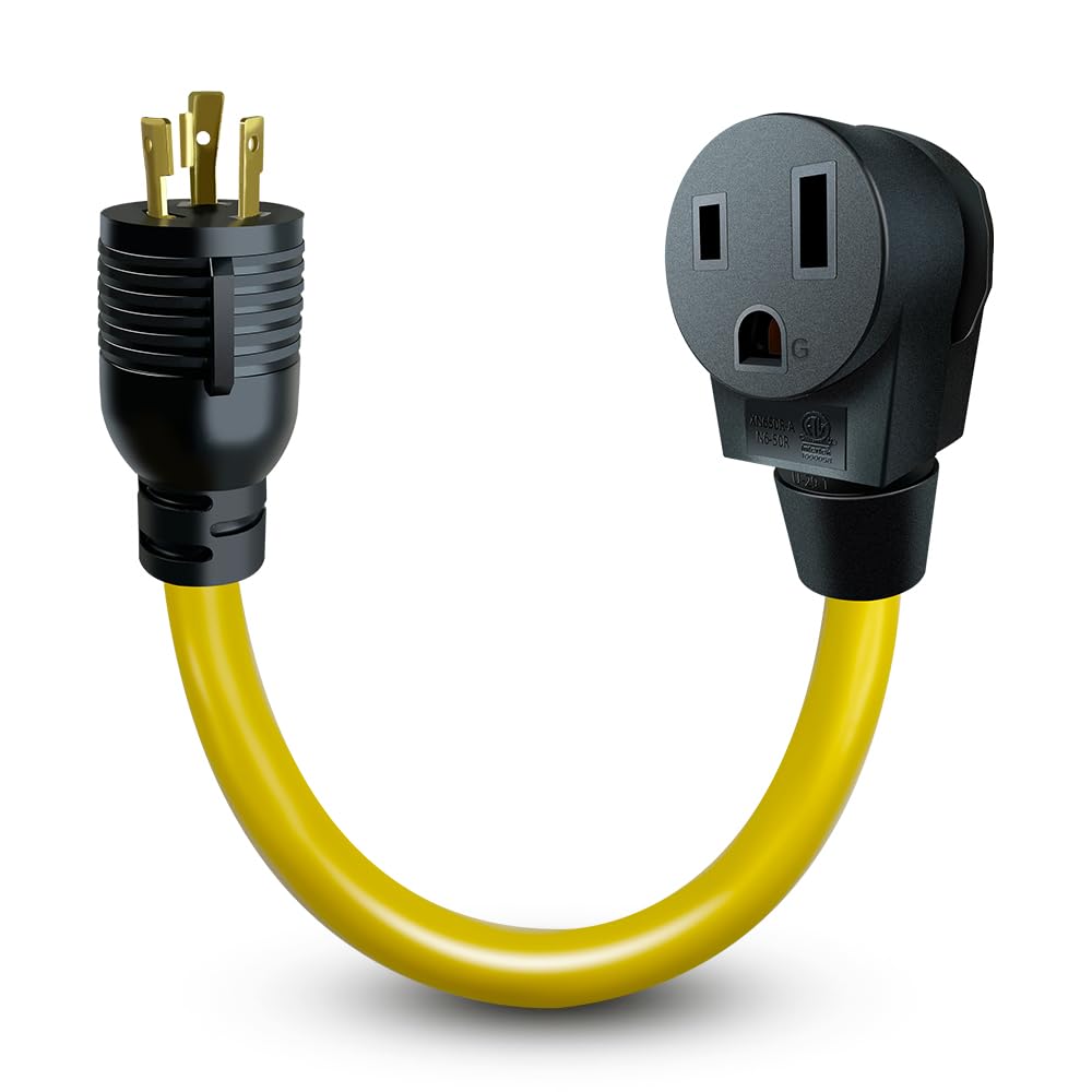 L6-20P Locking Plug Connector for Generator to 6-50R Welder Adapter, 220v Welder Off a Twist Lock Style Outlet Male Plug, 20Amp to 50Amp