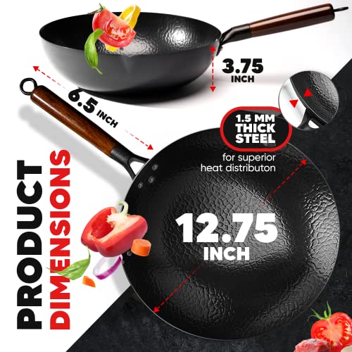 Heritage-Edition-Carbon-Steel-Wok-Pan-with-Lid-125-Preseasoned-Quality-Wok-Set-Traditional-Stir-Fry-Pan-Round-Flat-Bottom-Wok
