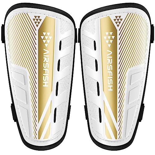 AirsFish Shin Pads Boys Certified Kids with Ankle Protection,High Strength Shin Pads,Breathable Non Slip Extended Adjustable Straps,Protective Football Equipment for Boys and Girls