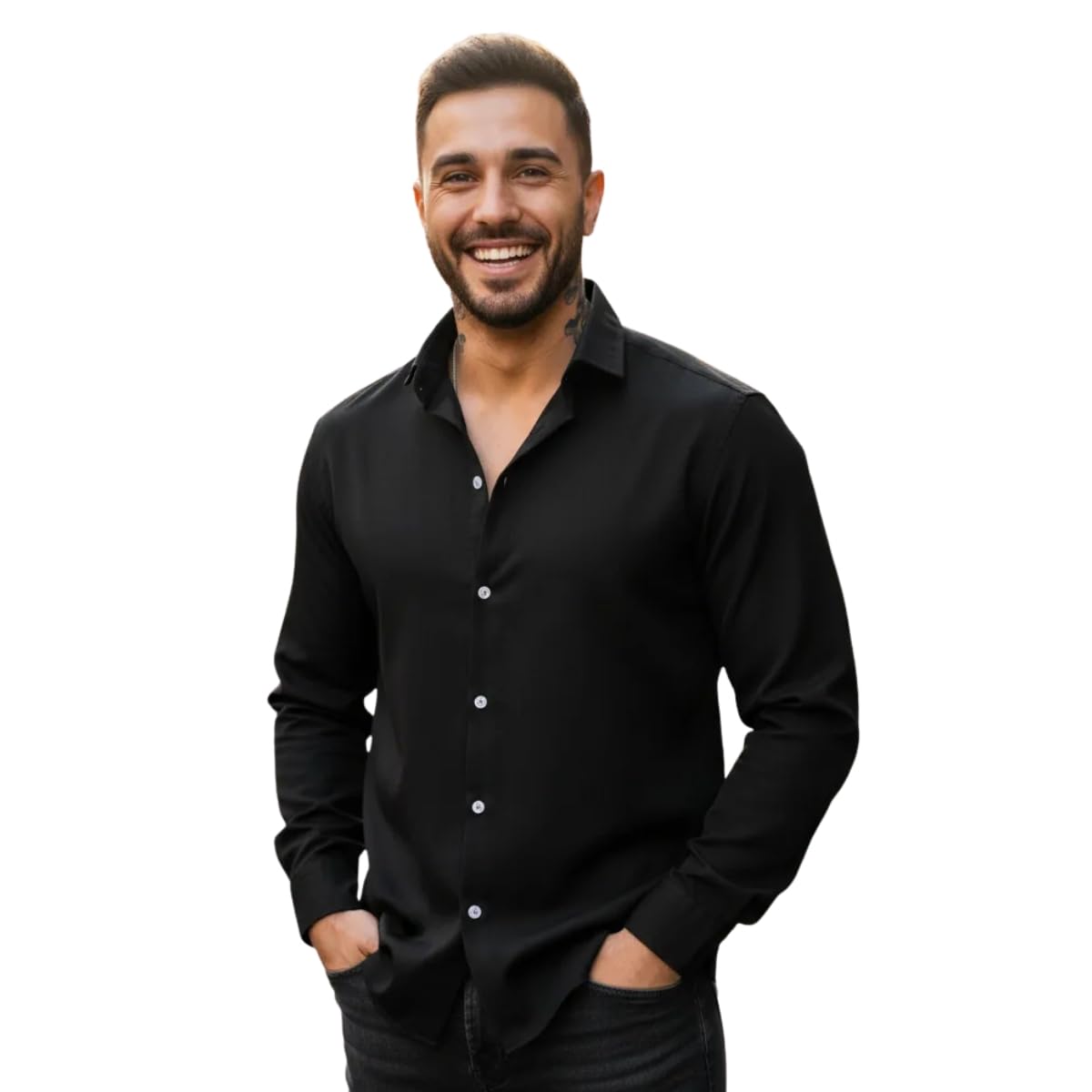 Camisa Social Masculina Manga Longa Gola Italiana confortavel e Elegante para Reunião e Ocasiões Especiais