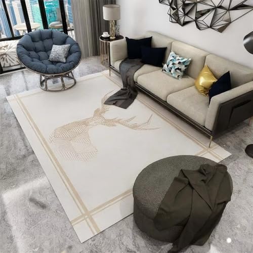 Tapis rectangulaire durable gris abstrait 160x200 cm au tissage robuste - 2