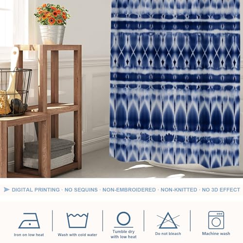 Rideau de douche bleu tie dye Shrahala 182x91cm en polyester imperméable - 4