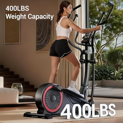 Image of Elliptical Exercise Machine with 15.5 inch Stride & Heart Rate Grips, Silent Magnetic Elliptical Trainer for Home with 16 Levels Resistance and LCD Monitor, 400 LBS Weight Capacity
