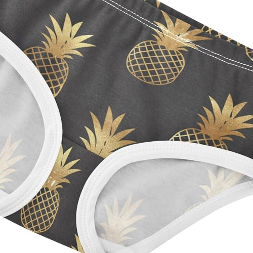 Wusikd Pineapple Gold Glitter Girls' Underwear Cotton Girls Briefs Soft Toddler Underwear 2T4
