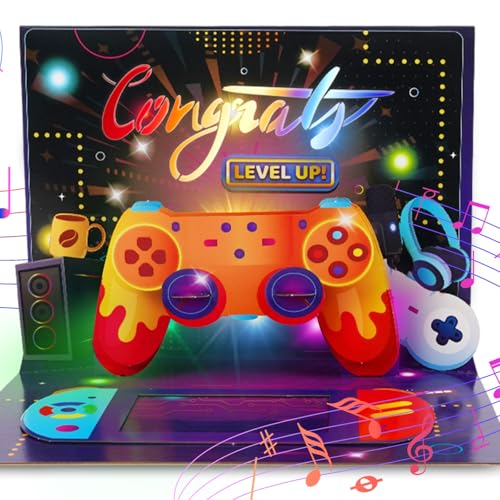 Carte pop-up 3D musicale pour joueur qui transforme l'argent en cadeau idéal
