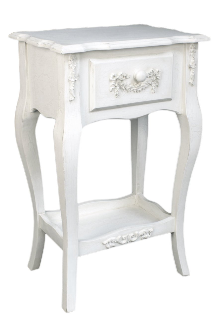 SHABBY CHIC IVORY 1 DRAWER LAMP TABLE FROM DELUXE HOME