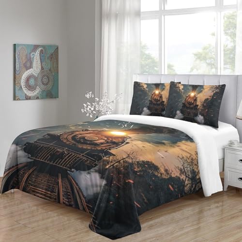 Train à Vapeur parure de lit 3d pour décorer une chambre d'enfant avec couette 200x200