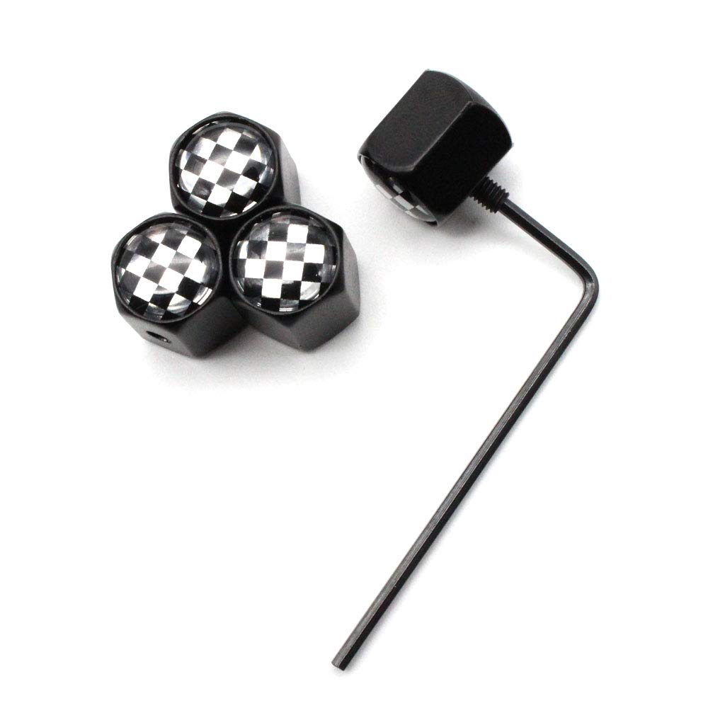 5 pezzi/set in lega di zinco antifurto nero con bianco logo valvola della gomma stelo tappo della ruota pneumatici stelo valvola aria per auto auto (Nero