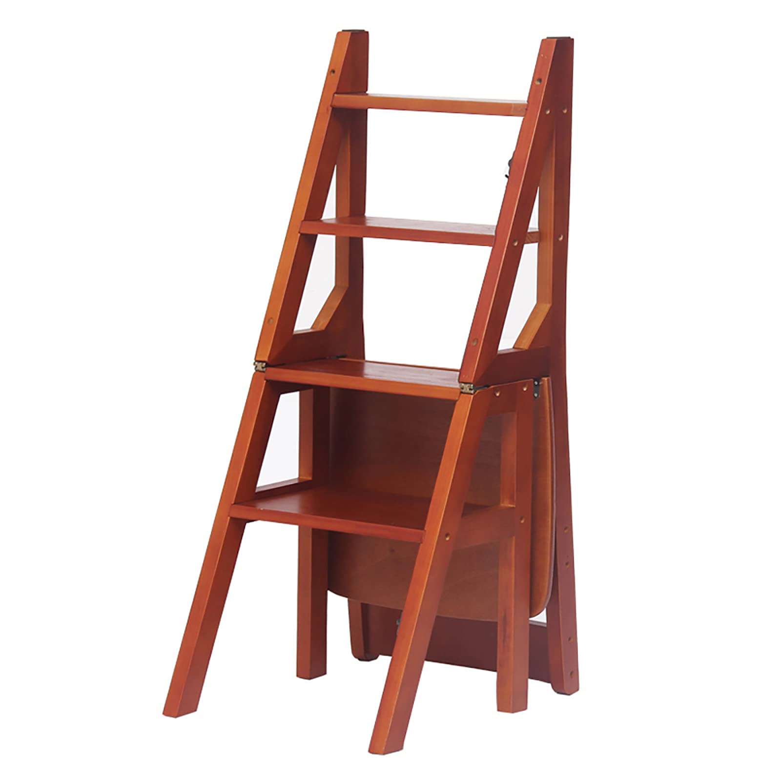 GWBoiuyQETM Foldable Library Ladder Chair Decorative Shelf for Home Kitchen Closets Furniture,Wood Step Stool,Portable Stepladder,Folding Step Ladder Chair-Honey Color 35x46x88.5cm(14x18x35inch)