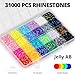 32500Pcs Rhinestones for Bedazzling, 3mm Bedazzler Kit with Flatback Rhinestones for Clothes Crafting Crafts Nails Clothing, Flat Back Resin Rainbow Colorful Colored Crystal with B 7000 Glue Clear