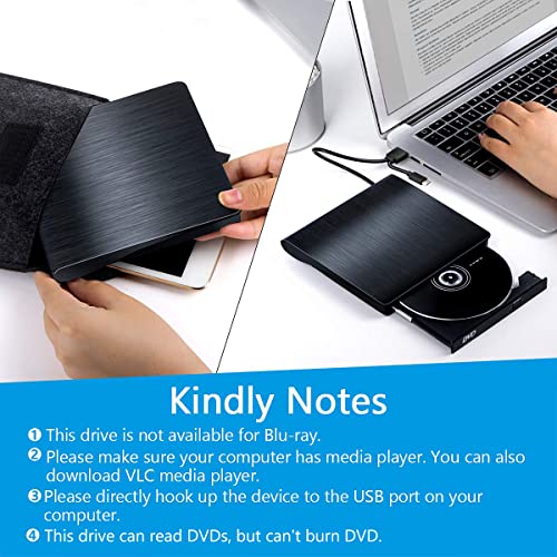 Image of BEVA External CD /DVD Drive USB 3.0 & Type-C, CD DVD Burner Portable, Rewriter Reader DVD /CD-RW Plug and Play for Laptop Desktop Windows 7 /8 /10 /11, Linux, Vista, Mac OS for MacBook, iMac | Optical Drive DVD, DVD /CD-RW Rewriter Reader, Plug and Play
