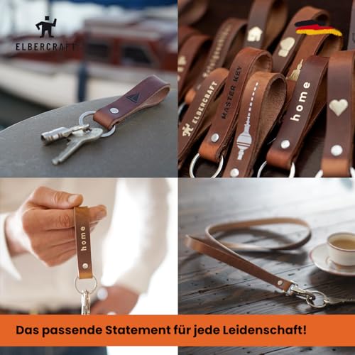 ELBERCRAFT® Schlüsselanhänger Leder WOHNMOBIL der Schlüssel Organizer für deine Schlüsseltasche keychain made in Germany braun Gravur schwarz
