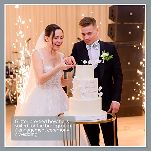 Pafuwei Silver Sparkling Glitter Men's Pre-Tied Bow Tie, Shiny Sequins Bowtie Bling Bow Ties Adjustable Length Glittering Bow Tie For Carnival Party #TOP5