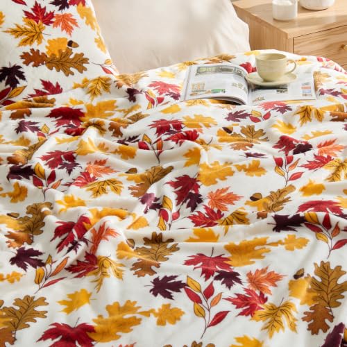 Image of BEDELITE Fleece Blanket Soft Fall Throw for Couch Autumn Leaves 50 inchx60 inch | Ultra Soft Fleece, Plush Microfiber, Lightweight Warmth, Thanksgiving Gift, Fall Home Decor, Machine Washable, Couch Sofa Bed