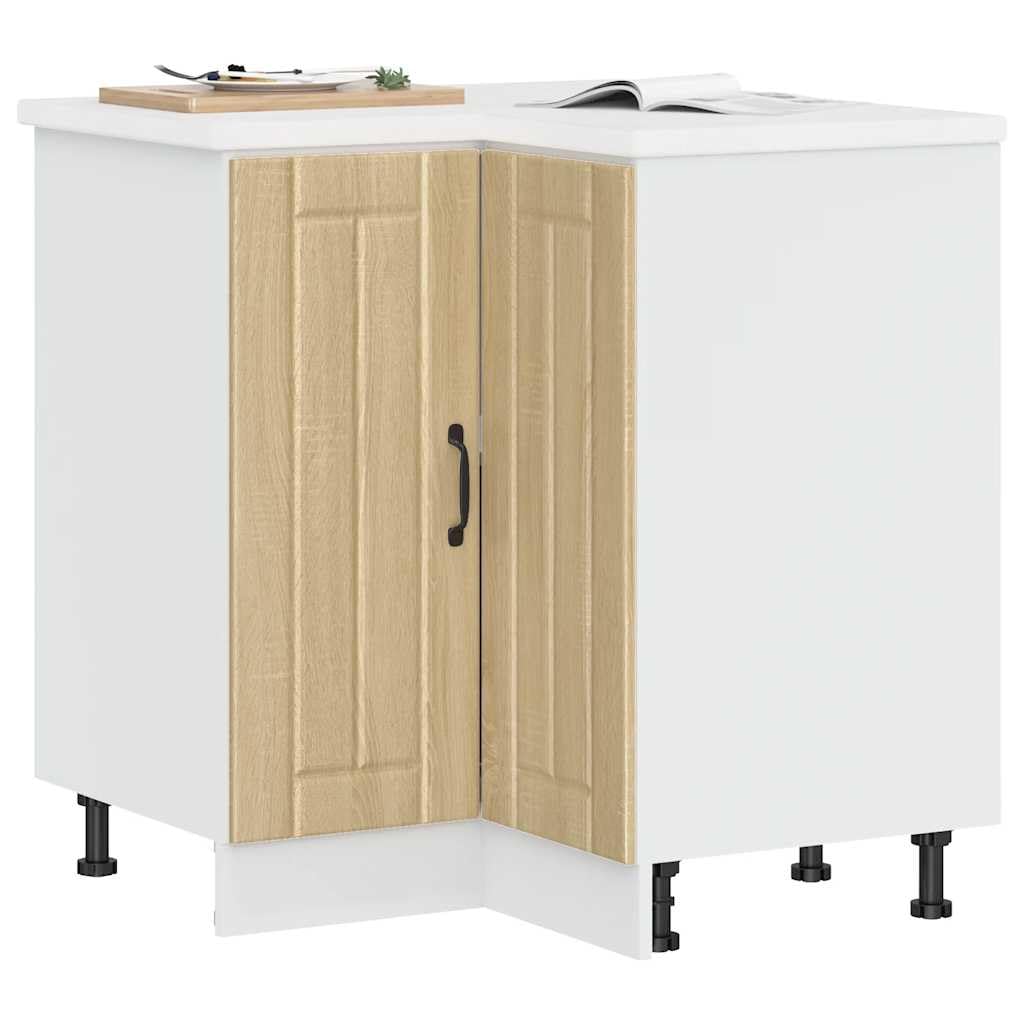 Lucca - Mobiletto angolare da cucina in rovere Sonoma, con piedini regolabili, salvaspazio, per cucina, sala da pranzo, dispensa, vetrina, per stoviglie, pentole, posate, mobile robusto