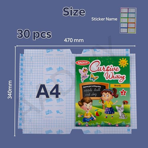 Image of A4 Sizes-30 Pcs Transparent Paper Sticker Book Covers, Self-Adhesive Waterproof Binding Film for School & Office, Textbook Protective, Polypropylene (PP) Clear Diamond Pattern [47x34 Cm]