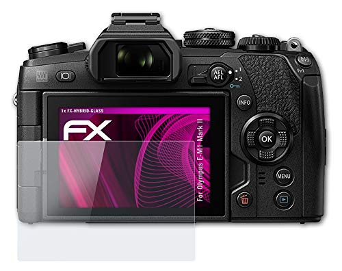 atFoliX Plastic Glass Protective Film compatible with Olympus E-M1 Mark II Glass Protector, 9H Hybrid-Glass FX Glass Screen Protector of plastic