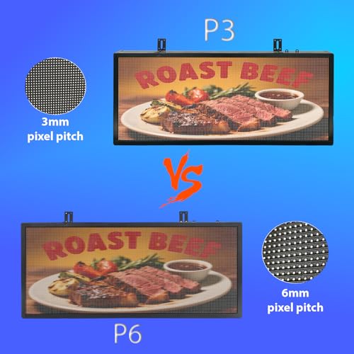 Image of P6 ‌Programmable Scrolling LED Sign 40 inchx17 inch, IP65 Waterproof Programmable Digital Sign, Supports Text /Image /Video for Restaurants & Retail Stores