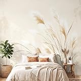 Générique Carta da Parati Panoramica Disegno Pianta Erba Pampas Beige Chiaro 200 x 140 cm(WxH) Poster gigante Murale, Boemia Natura Decorazione Murale Premium,Per Soggiorno,Adulto,Camera dei Bambini