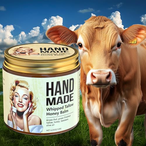 ENVISHA Whipped Beef Tallow and Honey Balm for Face& Body Moisturizer Cream, Organic Grass-Fed Beef Tallow & Raw Wild Honey, Suitable For All Skin Types