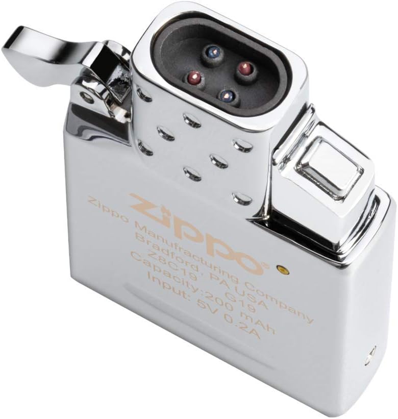Zippo (eléctrico) ARC con conector USB - Doble corriente de plasma - Se adapta a todas las fundas de mechero Zippo convencionales con cable de carga.
