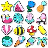 16Pcs Cute Shoe Charms for Clog Slides Sandals, Plant Ice Cream Shoe Accessories for Adult