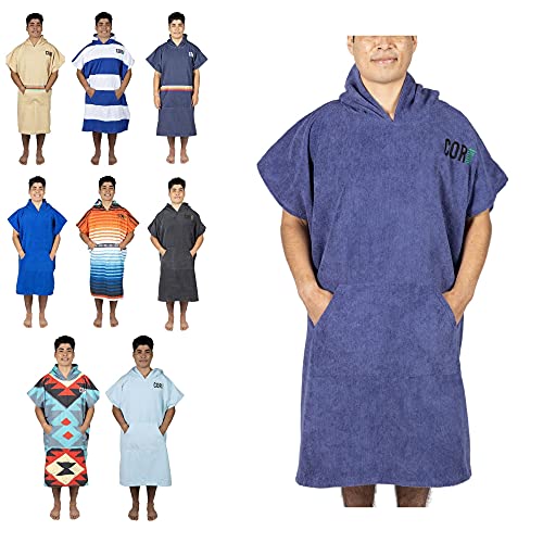 COR Surf Poncho Cambiador de Toalla con Capucha y Bolsillo Delantero, se dobla como Toalla de Playa y Manta, Hecha de Microfibra de Secado rápido, para Adultos pequeños y niños de tamaño Grande