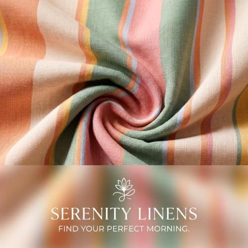 Image of BSB HOME 240 TC Cotton Feel Bedsheet with 2 Pillow Covers, Soft & Breathable Printed Double Bed Sheet for Bedroom, Fade Resistant & Easy Care - 90 x 100 Inches (228 x 254 cm) - Sorbet Pastel Stripe