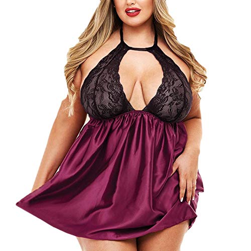Chemise de nuit sexy col en v dentelle satin pour soirées complices