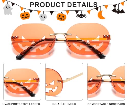 Halloween Pumpkin Sunglasses for Women Men - Halloween Accessories Pumpkin Glasses for Costume Party Prom Cosplay2