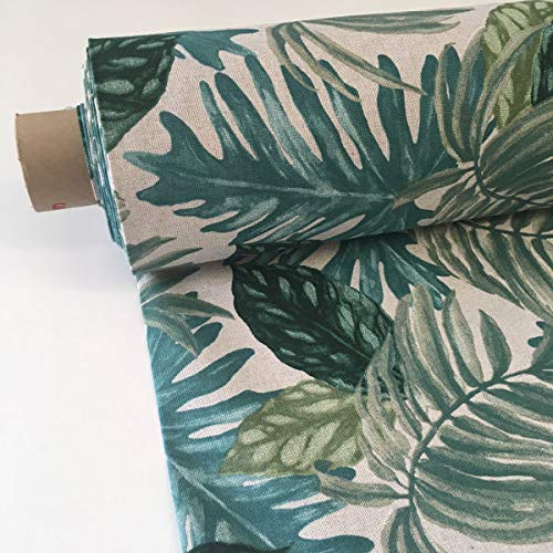 Kt KILOtela - Tissu D'ameublement Au Mètre Imprimé - Largeur 280 Cm - Longueur Au Choix Par 50 Cm | Plantes Tropicales - Marron, Vert Foncé