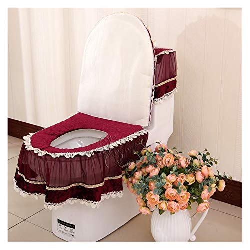 WAYYQX Toile Sitzauflagen WC-Sitzbezug Combo-Spitze Badezimmer-Sanitär-3pcs / Set Sitzen-WC-Sitzkissen-Ring… – Bild 5