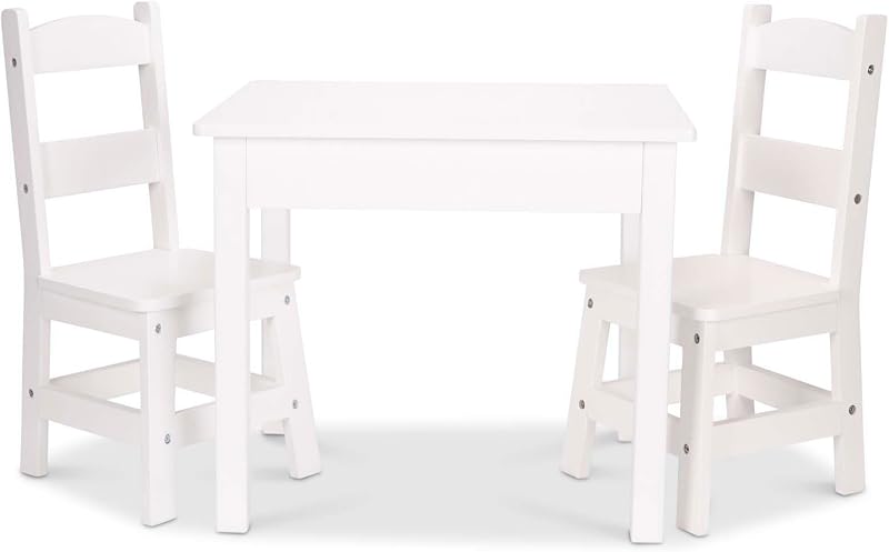 Melissa & Doug Juego de mesa y sillas de madera para niños, Montessori, imprescindibles para el aula de educación en casa, muebles de dormitorio para niños y niñas 3+