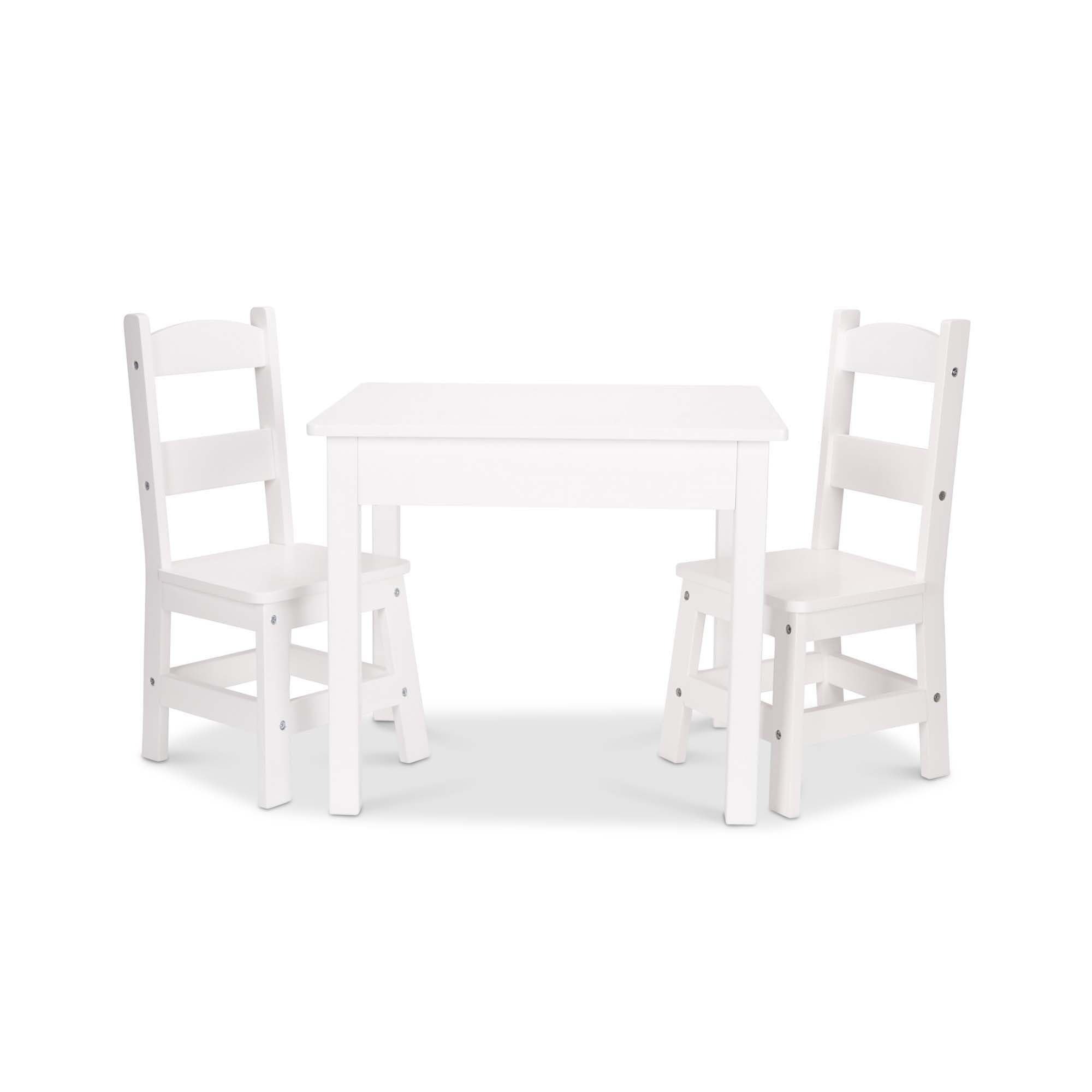Melissa &amp; Doug Solid Wood Table and 2 Chairs Playroom Furniture