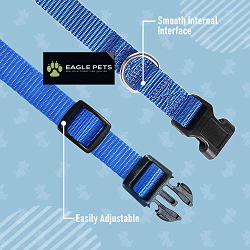 Image of Dog Collar and Leash Set, Adjustable Nylon Collar with Leash for Small Medium and Large Dogs, Quick Release and Breathable Collar for Puppies (Medium, Blue)