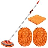 CityMoka Autowaschbürste 160CM Waschbürste mit Teleskopstiel 3 in 1 Chenille Autowaschmopp Langer Griff Multifunktionale Autoreinigungssett Mikrofaser Staubtuch für Auto RV Trucks Wohnwagen Wohnmobil